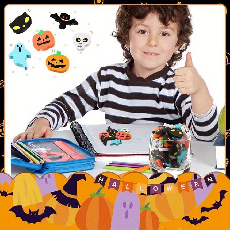 Confezione da 5 gomme da cancellare a tema Halloween con simpatici cartoni animati.