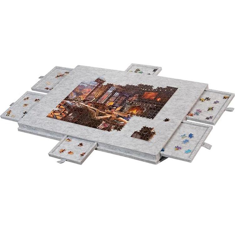 Tavolo puzzle portatile in feltro con 6 cassetti per l'ordinamento, ideale per bambini., 77x53.6x3.5cm