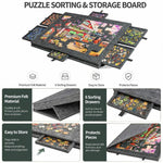 Tavolo puzzle portatile in feltro con 6 cassetti per l'ordinamento, ideale per bambini., 77x53.6x3.5cm