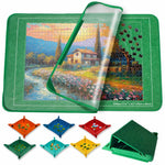 Tappetino per puzzle pieghevole e rinforzato, dimensioni: 56x81 cm, Green with Sorting Trays, Green with Stand, Black with Serged Edges, Black with Sorting Trays, Black with Stand