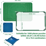 Tappetino per puzzle pieghevole e rinforzato, dimensioni: 56x81 cm, Green with Sorting Trays, Green with Stand, Black with Serged Edges, Black with Sorting Trays, Black with Stand