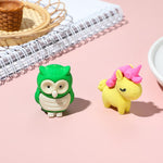 Confezione da 5 gomme da cancellare 3D creative con simpatici cartoni animati, senza residui, colore casuale.