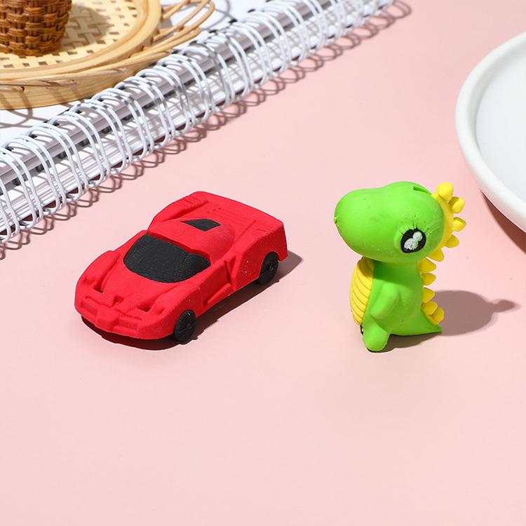 Confezione da 5 gomme da cancellare 3D creative con simpatici cartoni animati, senza residui, colore casuale.