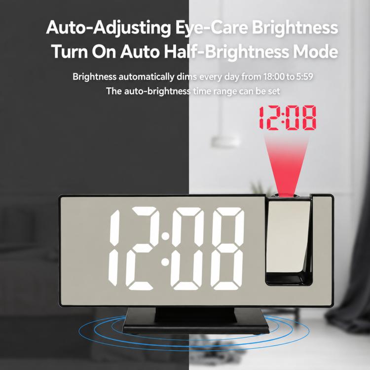 Orologio elettronico digitale multifunzione con ampio display e proiezione a specchio a LED DS-3618LP, sveglia digitale con funzione multifunzione.
