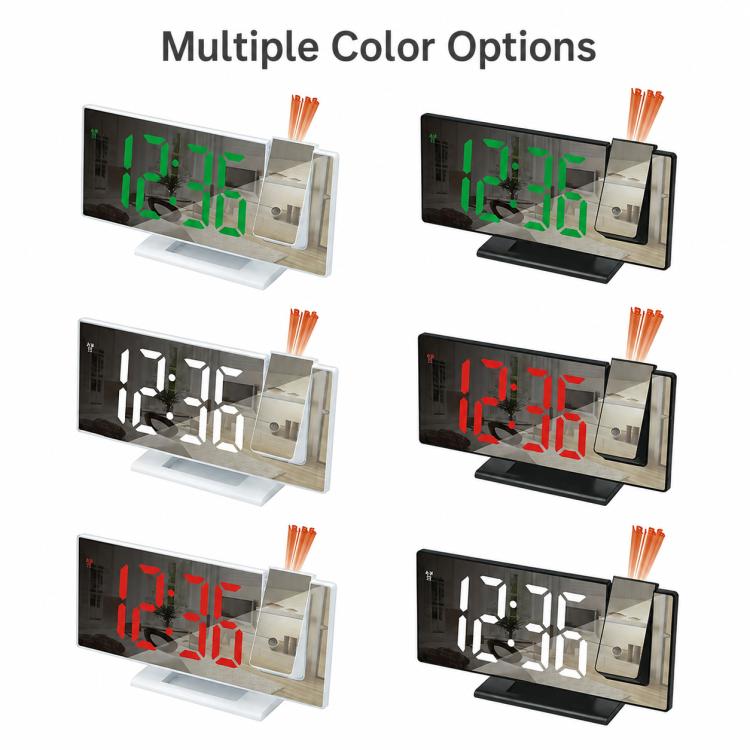 Orologio elettronico digitale multifunzione con ampio display e proiezione a specchio a LED DS-3618LP, sveglia digitale con funzione multifunzione.