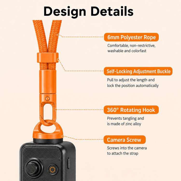 Cinturino da polso 4 in 1 con cordino per fotocamera compatibile Insta360 DJI