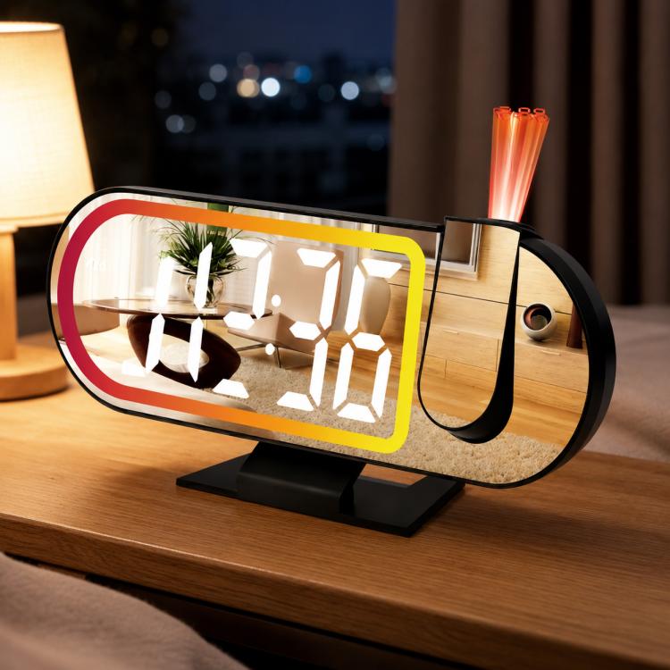 Sveglia elettronica con display a LED DS-3827LP, proiezione a specchio con luce ambientale RGB.