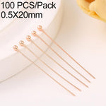 Confezione da 100 spilli a testa sferica in rame placcato oro per la creazione di gioielli fai da te., 1.8mm Ball Pin 0.5x20mm, 1.8mm Ball Pin 0.5x22mm, 1.8mm Ball Pin 0.5x24mm, 1.8mm Ball Pin 0.5x30mm