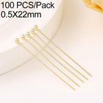 Confezione da 100 spilli a testa sferica in rame placcato oro per la creazione di gioielli fai da te., 1.8mm Ball Pin 0.5x20mm, 1.8mm Ball Pin 0.5x22mm, 1.8mm Ball Pin 0.5x24mm, 1.8mm Ball Pin 0.5x30mm