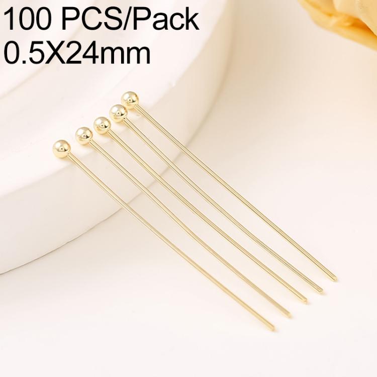 Confezione da 100 spilli a testa sferica in rame placcato oro per la creazione di gioielli fai da te., 1.8mm Ball Pin 0.5x20mm, 1.8mm Ball Pin 0.5x22mm, 1.8mm Ball Pin 0.5x24mm, 1.8mm Ball Pin 0.5x30mm