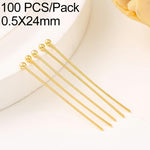 Confezione da 100 spilli a testa sferica in rame placcato oro per la creazione di gioielli fai da te., 1.8mm Ball Pin 0.5x20mm, 1.8mm Ball Pin 0.5x22mm, 1.8mm Ball Pin 0.5x24mm, 1.8mm Ball Pin 0.5x30mm