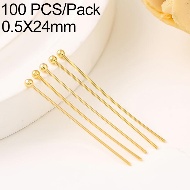 Confezione da 100 spilli a testa sferica in rame placcato oro per la creazione di gioielli fai da te., 1.8mm Ball Pin 0.5x20mm, 1.8mm Ball Pin 0.5x22mm, 1.8mm Ball Pin 0.5x24mm, 1.8mm Ball Pin 0.5x30mm
