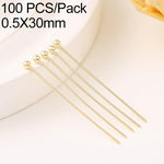 Confezione da 100 spilli a testa sferica in rame placcato oro per la creazione di gioielli fai da te., 1.8mm Ball Pin 0.5x20mm, 1.8mm Ball Pin 0.5x22mm, 1.8mm Ball Pin 0.5x24mm, 1.8mm Ball Pin 0.5x30mm