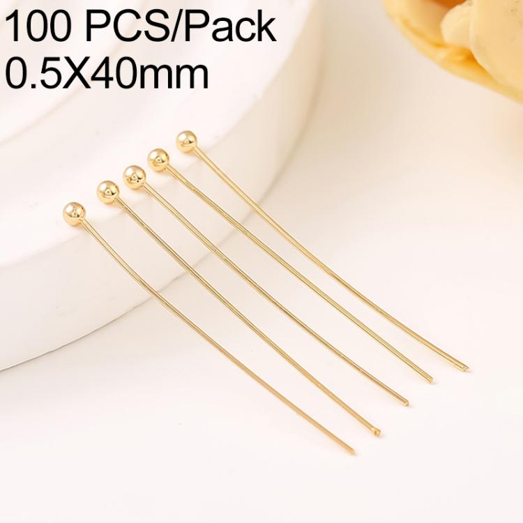 Confezione da 100 spilli a testa sferica in rame placcato oro per la creazione di gioielli fai da te., 1.8mm Ball Pin 0.5x35mm, 1.8mm Ball Pin 0.5x40mm, 1.8mm Ball Pin 0.5x50mm, 1.8mm Ball Pin 0.5x60mm