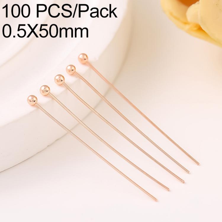 Confezione da 100 spilli a testa sferica in rame placcato oro per la creazione di gioielli fai da te., 1.8mm Ball Pin 0.5x35mm, 1.8mm Ball Pin 0.5x40mm, 1.8mm Ball Pin 0.5x50mm, 1.8mm Ball Pin 0.5x60mm