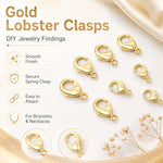 Confezione da 20 pezzi di chiusure a moschettone placcate in oro per bracciali e collane, fibbie a molla per la creazione di gioielli fai da te., 301#10mm, 302#12mm, 901#10mm, 902#12mm