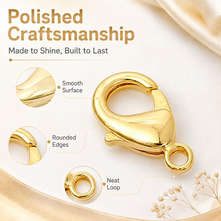 Confezione da 20 pezzi di chiusure a moschettone placcate in oro per bracciali e collane, fibbie a molla per la creazione di gioielli fai da te., 301#10mm, 302#12mm, 901#10mm, 902#12mm
