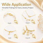 Confezione da 20 pezzi di chiusure a moschettone placcate in oro per bracciali e collane, fibbie a molla per la creazione di gioielli fai da te., 301#10mm, 302#12mm, 901#10mm, 902#12mm