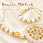 Confezione da 100 pezzi di copriperline a forma di fiore cavo placcati in oro, distanziatori per la creazione di gioielli fai da te., Multi-Petal 8-Petal 10mm, Hollow Smooth 6-Petal 7mm, 4-Petal 6mm, 5-Petal Flower Cap 6mm, 5-Petal Flower Cap 8mm      ...