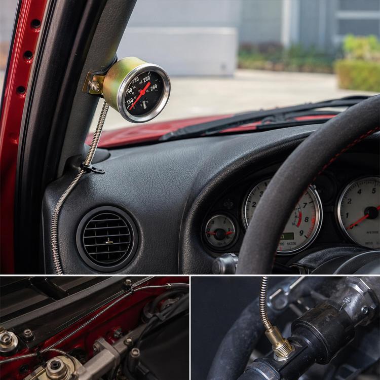 Indicatore di temperatura dell'acqua meccanico a doppio display per modifiche auto con 3 adattatori, Dual-Display Water Temperature Gauge