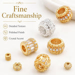 Confezione da 5 perline distanziatrici con foro e zirconi incastonati, placcate in oro, per la creazione di gioielli fai da te., Honeycomb Coin Zircon 4.5mm, Dual-Hole Zircon Bead, Zircon Heart-Shaped Bead, Planet Orbit Zircon, Zircon Spacer 6mm       ...