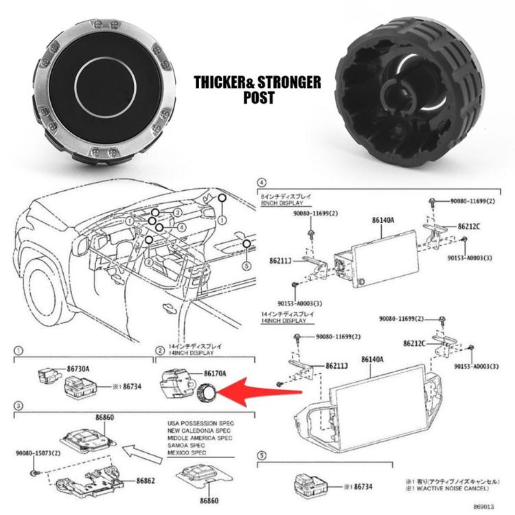 Manopola di controllo del climatizzatore e della radio per Toyota Tundra / Sequoia 2022-2025 86128-0C060, For Toyota Tundra