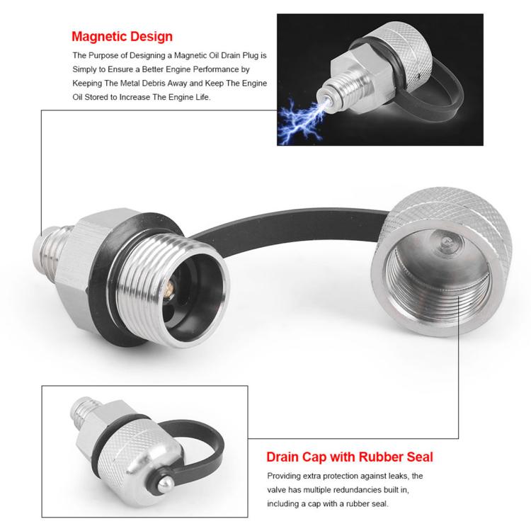 Modifica magnetica per auto: valvola di scarico coppa olio in acciaio inossidabile a rotazione rapida., M12x1.25, M12x1.5, M12x1.75, M14x1.5