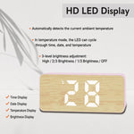 DS-5821L Sveglia elettronica digitale intelligente con display LED e texture a LED, multifunzione, con effetto bambù.