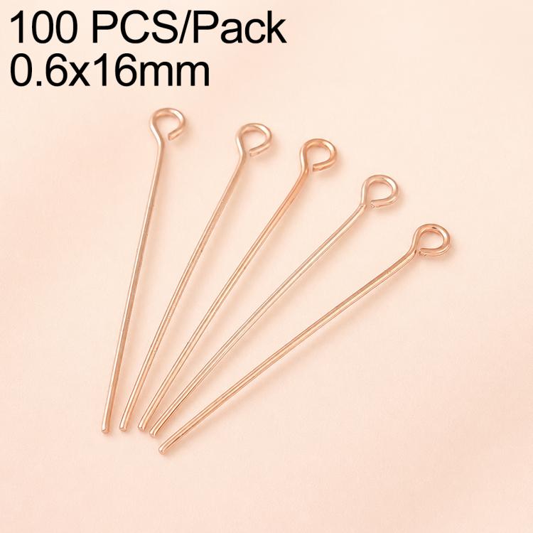 Confezione da 100 perni in ottone placcato oro con testa a sfera per la creazione di orecchini e gioielli fai da te., 0.6x16mm, 0.6x18mm