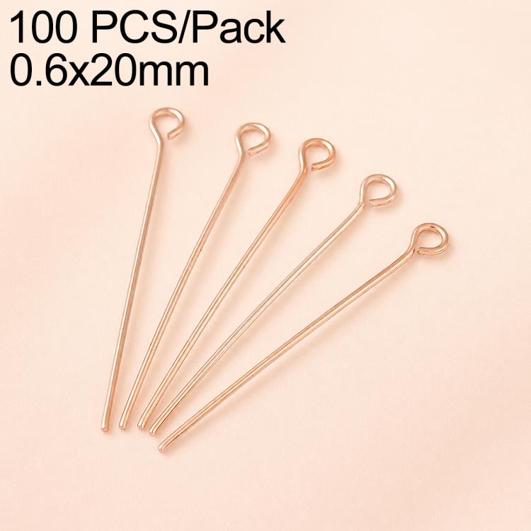 Confezione da 100 perni in ottone placcato oro con testa a sfera per la creazione di orecchini e gioielli fai da te., 0.6x20mm, 0.6x24mm