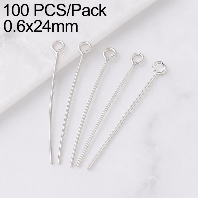 Confezione da 100 perni in ottone placcato oro con testa a sfera per la creazione di orecchini e gioielli fai da te., 0.6x20mm, 0.6x24mm