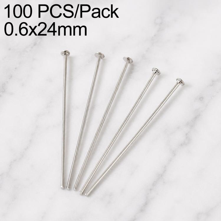 Confezione da 100 perni in ottone placcato oro con testa a sfera per la creazione di orecchini e gioielli fai da te., 0.6x20mm, 0.6x24mm