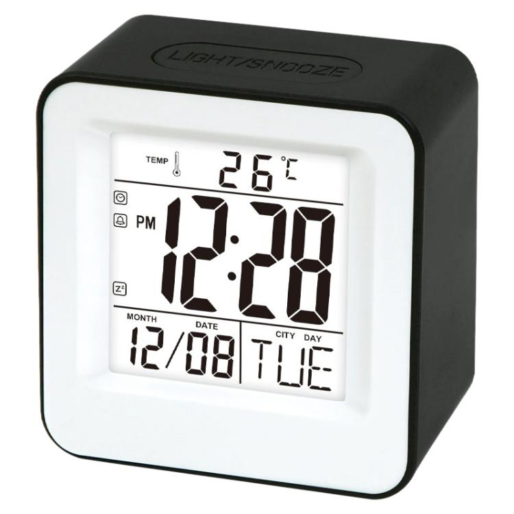 DS-3632 Sveglia da tavolo multifunzione di piccole dimensioni con controllo vocale, quadrata.