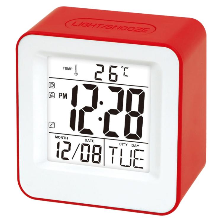 DS-3632 Sveglia da tavolo multifunzione di piccole dimensioni con controllo vocale, quadrata.