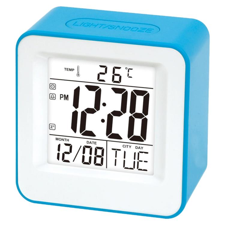 DS-3632 Sveglia da tavolo multifunzione di piccole dimensioni con controllo vocale, quadrata.