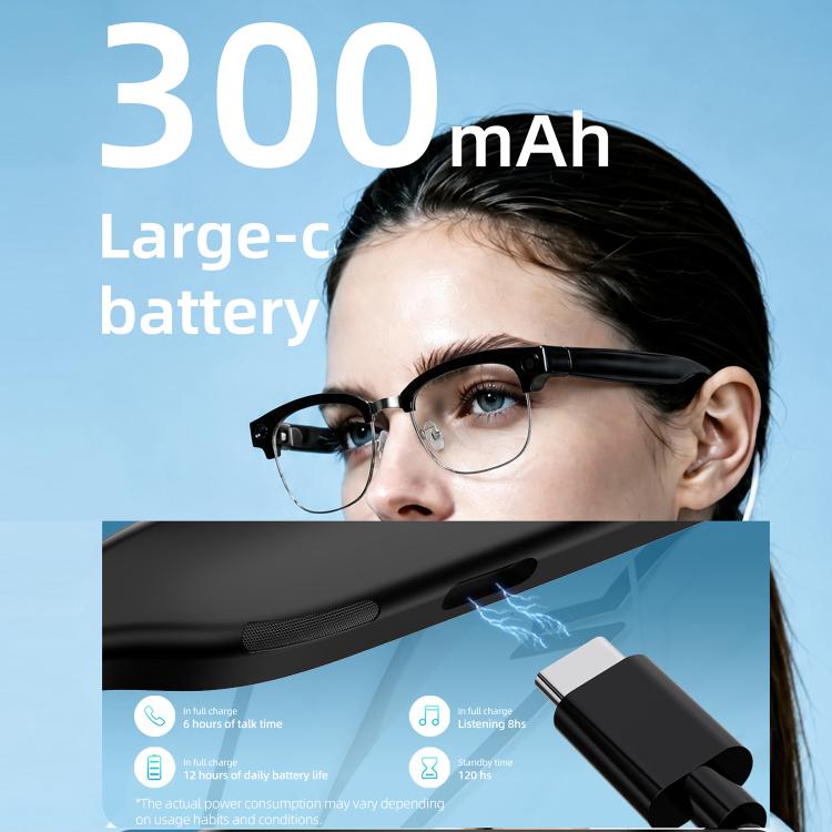 Occhiali intelligenti E09B con intelligenza artificiale, fotocamera HD da 8 MP, chiamate Bluetooth, registrazione video, trasmissione Wi-Fi e assistente vocale AI., E09B