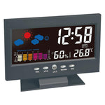 Orologio elettronico multifunzione DS-8082TS con display LCD retroilluminato, controllo vocale e visualizzazione meteo.