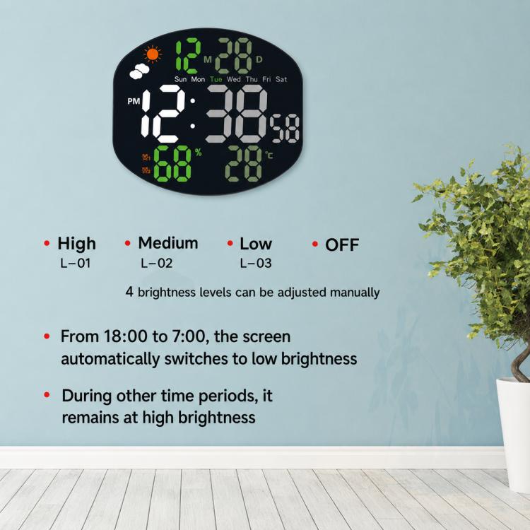 DS-3816L Orologio elettronico digitale multifunzione a LED con ampio schermo, visualizzazione meteo e telecomando