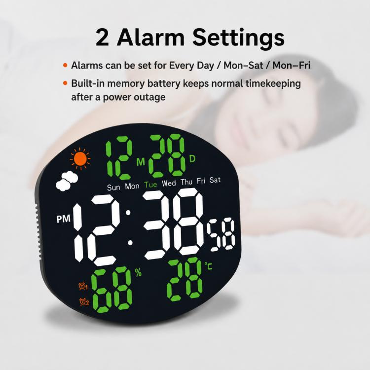 DS-3816L Orologio elettronico digitale multifunzione a LED con ampio schermo, visualizzazione meteo e telecomando
