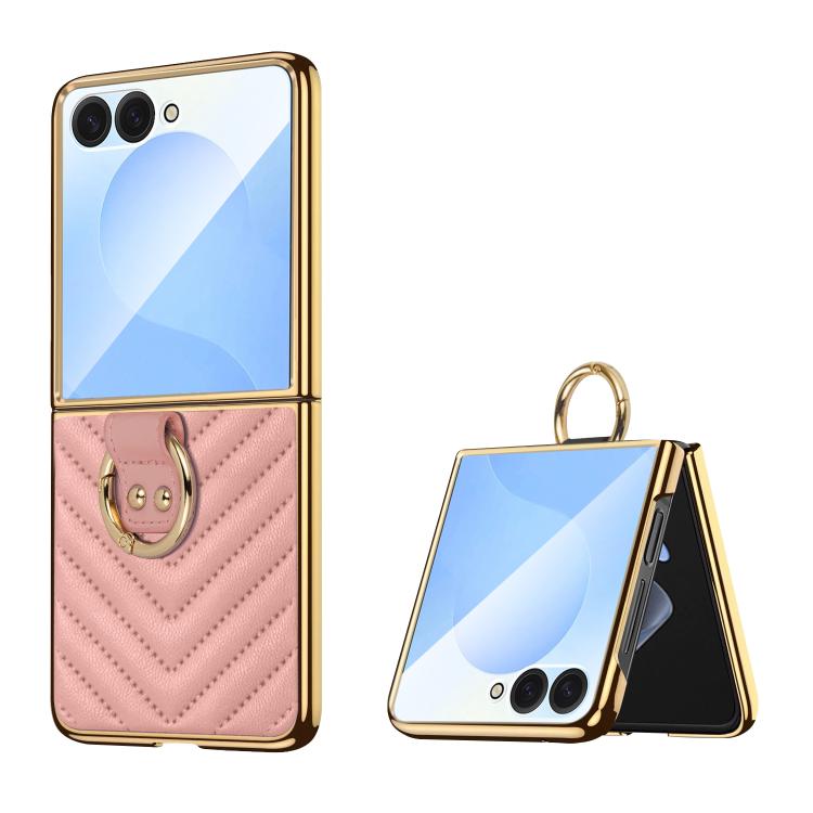 Custodia in pelle con anello metallico per Galaxy Z Flip8 5G