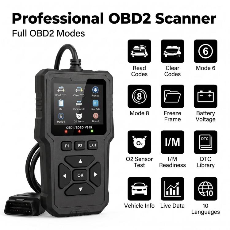 Scanner diagnostico per guasti auto V919 OBD2, lettore di codici di errore., V919