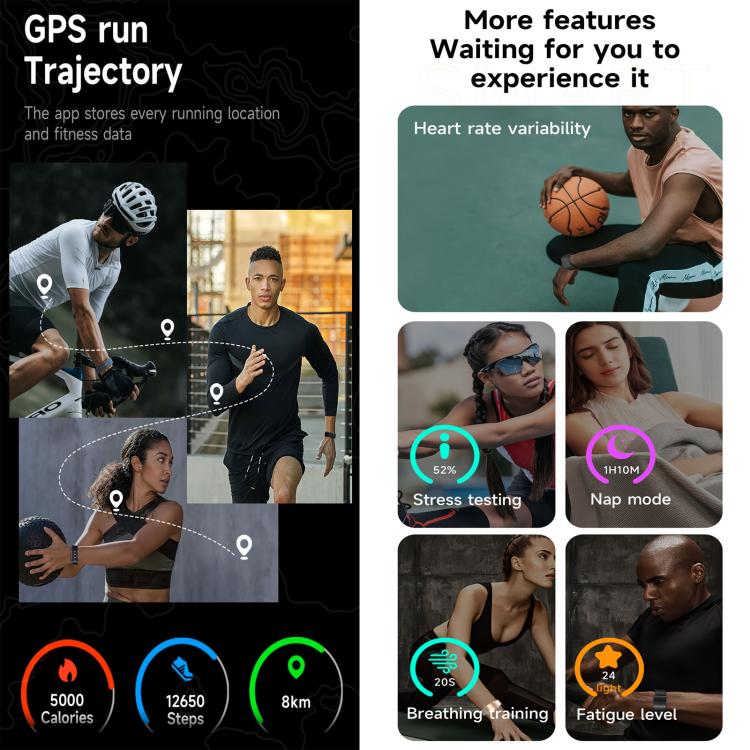 Braccialetto fitness intelligente H59 Max, supporta il monitoraggio della frequenza cardiaca, della pressione sanguigna e del sonno., Silicone Watch Band, Nylon Watch Band