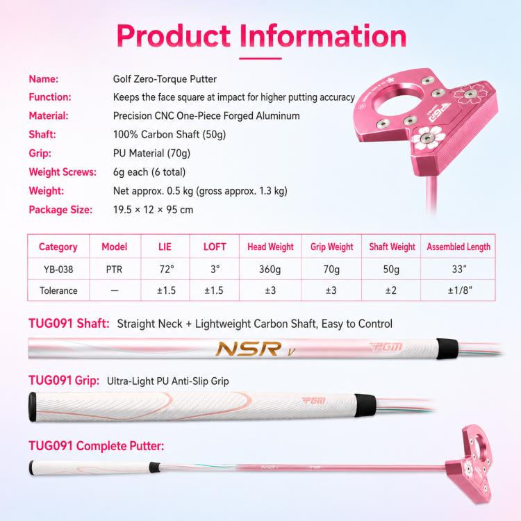 Putter da golf PGM TUG091 a coppia zero