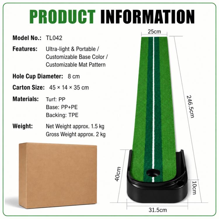 Tappetino da putting portatile per interni PGM TL042, Only Trainer, Trainer Set