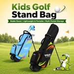 Borsa da golf a doppia tracolla PGM QB203 per ragazzi, grande capacità, capiente., Large Size Black Green, Medium Size Black Green, Small Size Blue