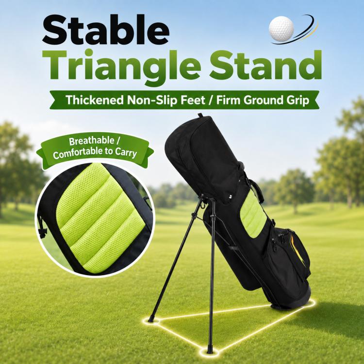 Borsa da golf a doppia tracolla PGM QB203 per ragazzi, grande capacità, capiente., Large Size Black Green, Medium Size Black Green, Small Size Blue
