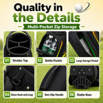 Borsa da golf a doppia tracolla PGM QB203 per ragazzi, grande capacità, capiente., Large Size Black Green, Medium Size Black Green, Small Size Blue