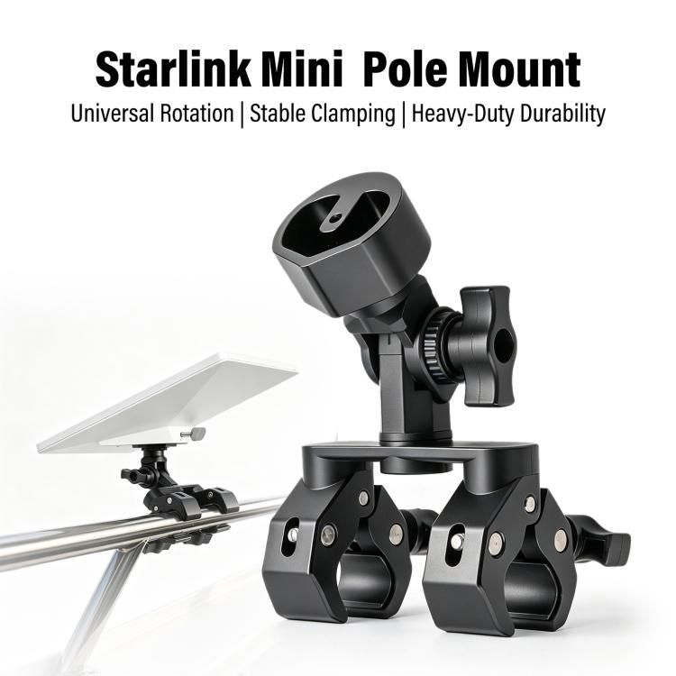 Supporto a morsetto per palo per Starlink Mini, Dual-clamp + Pipe Adapter, Single-clamp + Pipe Adapter, Arm-clamp + Pipe Adapter, Pipe Adapter