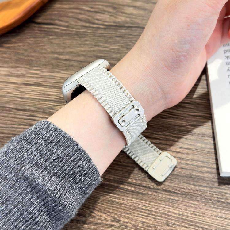 Cinturino per orologio in nylon intrecciato, sottile, con finiture in pizzo e chiusura magnetica., For Apple Watch 46mm / 49mm / 45mm / 44mm, For Apple Watch 42mm / 41mm / 40mm / 38mm