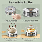 Scaldavivande in acciaio inox LsCook con base riscaldante a candela